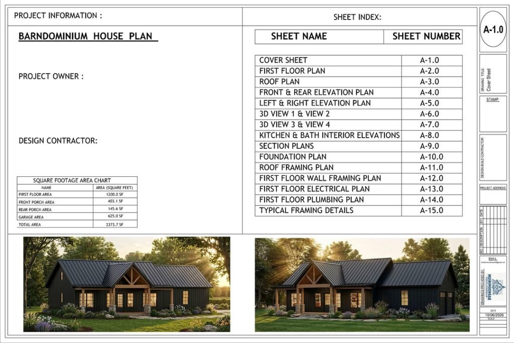 40x30 Barndominium with 25x25 Garage, 3 Bed 2 Bath