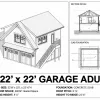 Two-Car ADU Garage Loft, 22x22 view 2