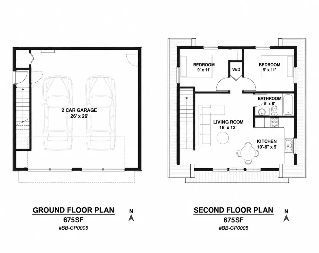Two-Car ADU Garage Loft, 26x26
