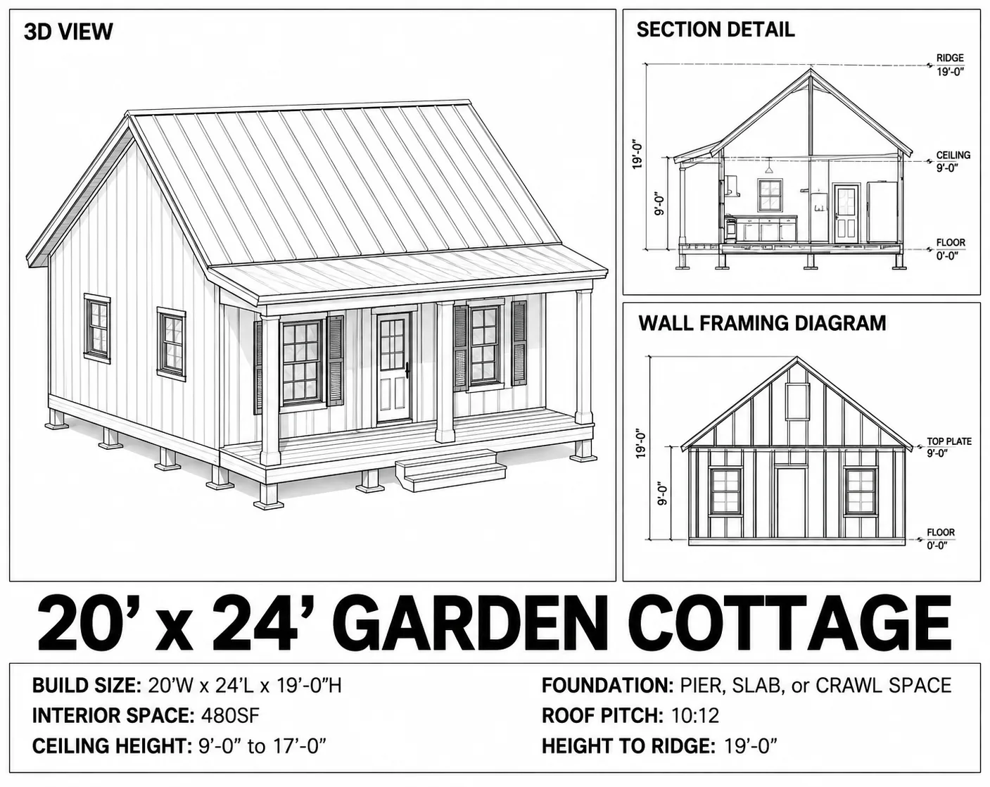 Budget Cabin, 20x24 floor plan