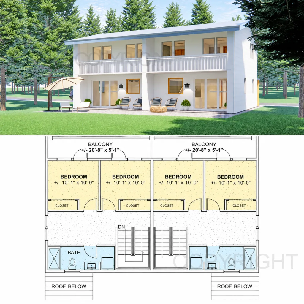 Twin Pines Two-Level Duplex