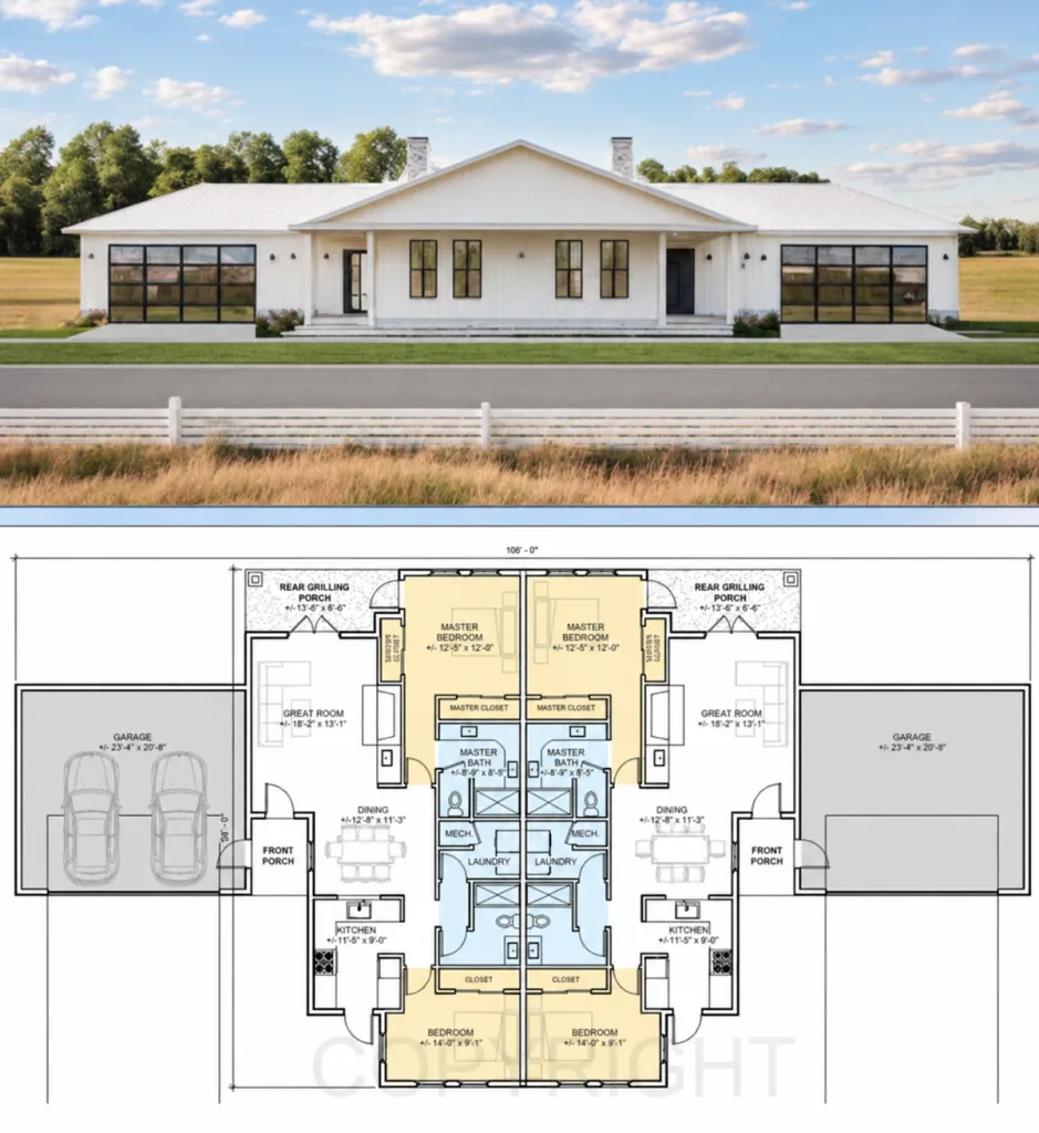 Hip Roof Duplex Investment Plan