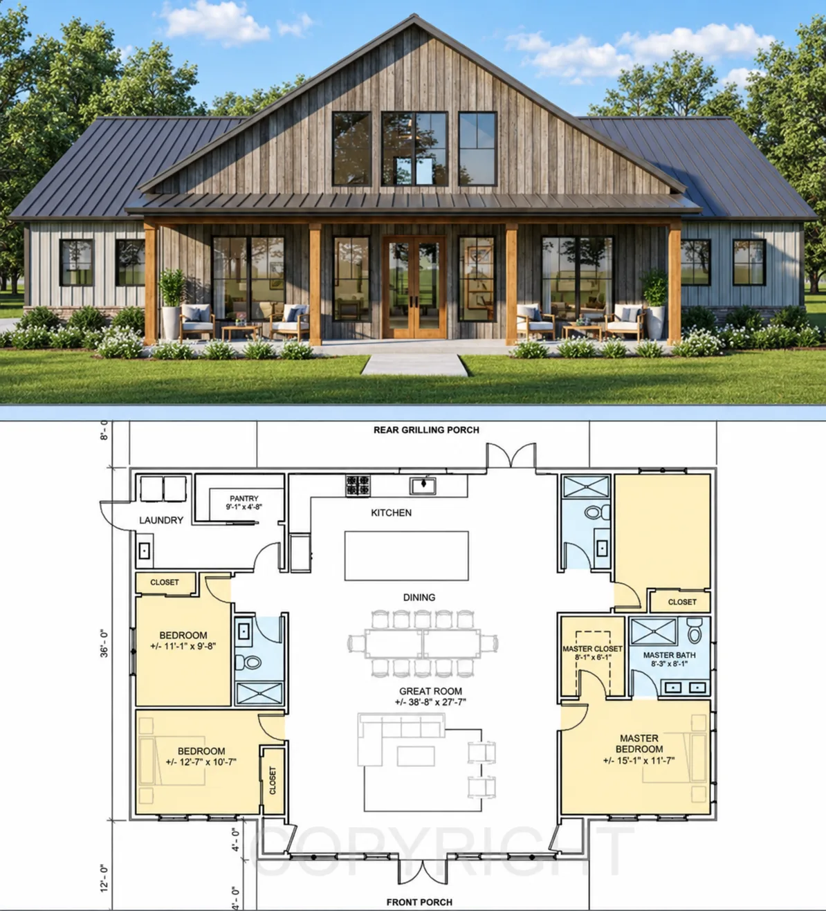 Ashwood Farmhouse Barndominium floor plan