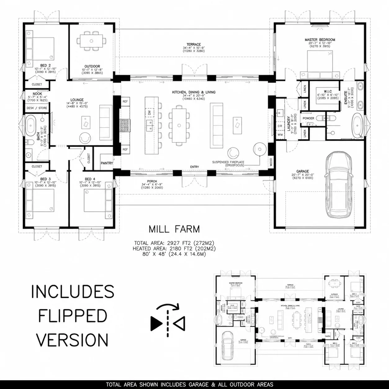Mill Farm Rustic Barn Farmhouse floor plan