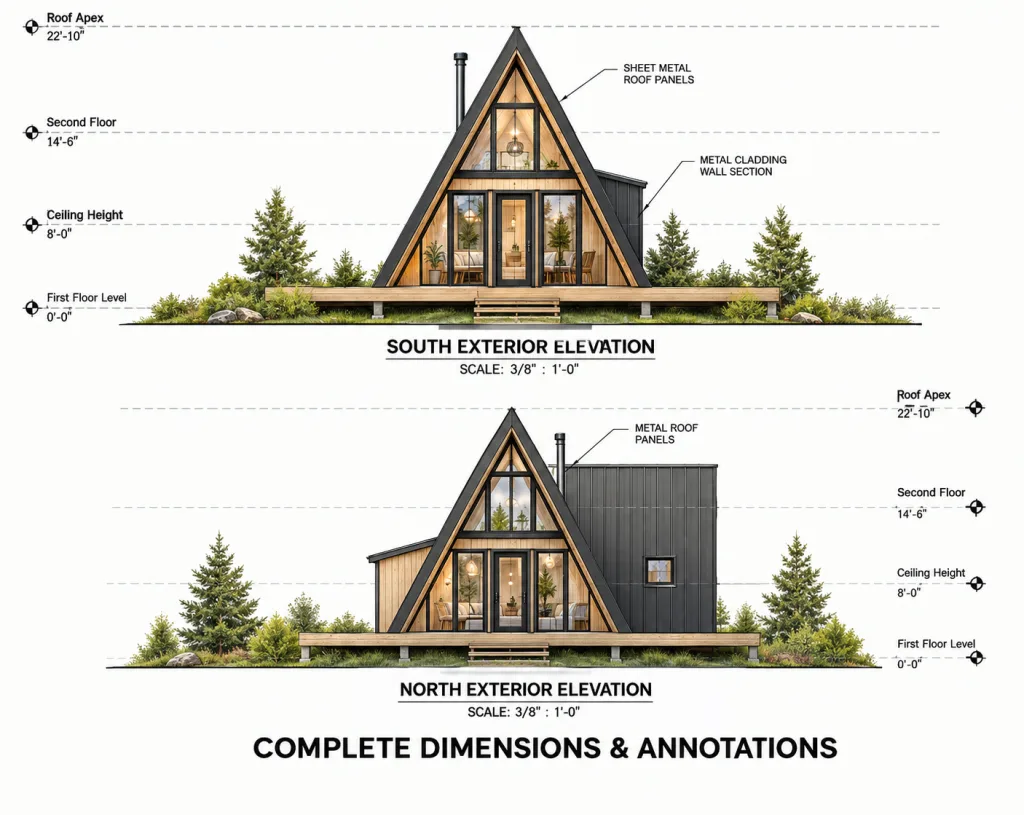 Modern A-Frame Cabin, 18x24
