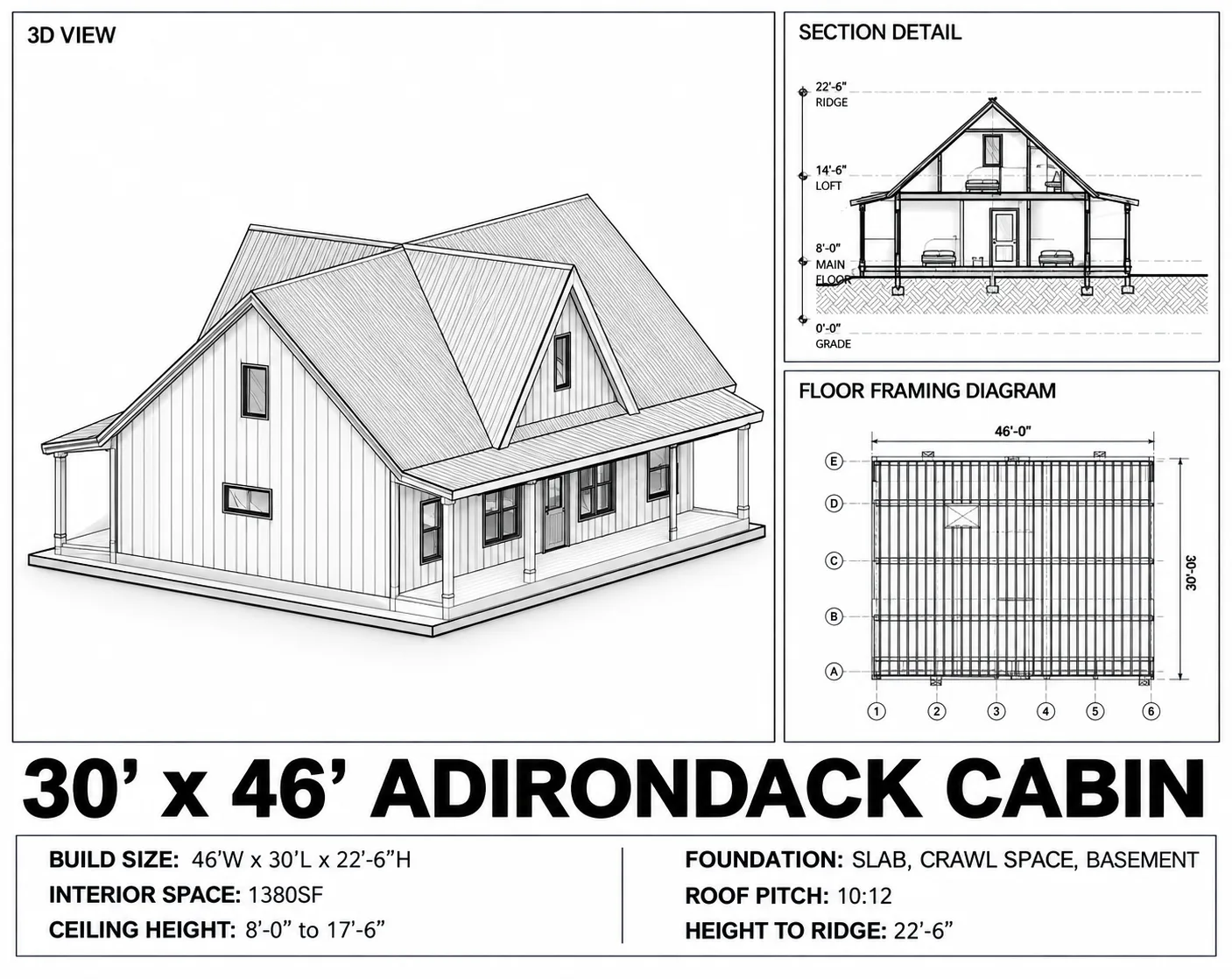 Adirondack House, 30x46 floor plan
