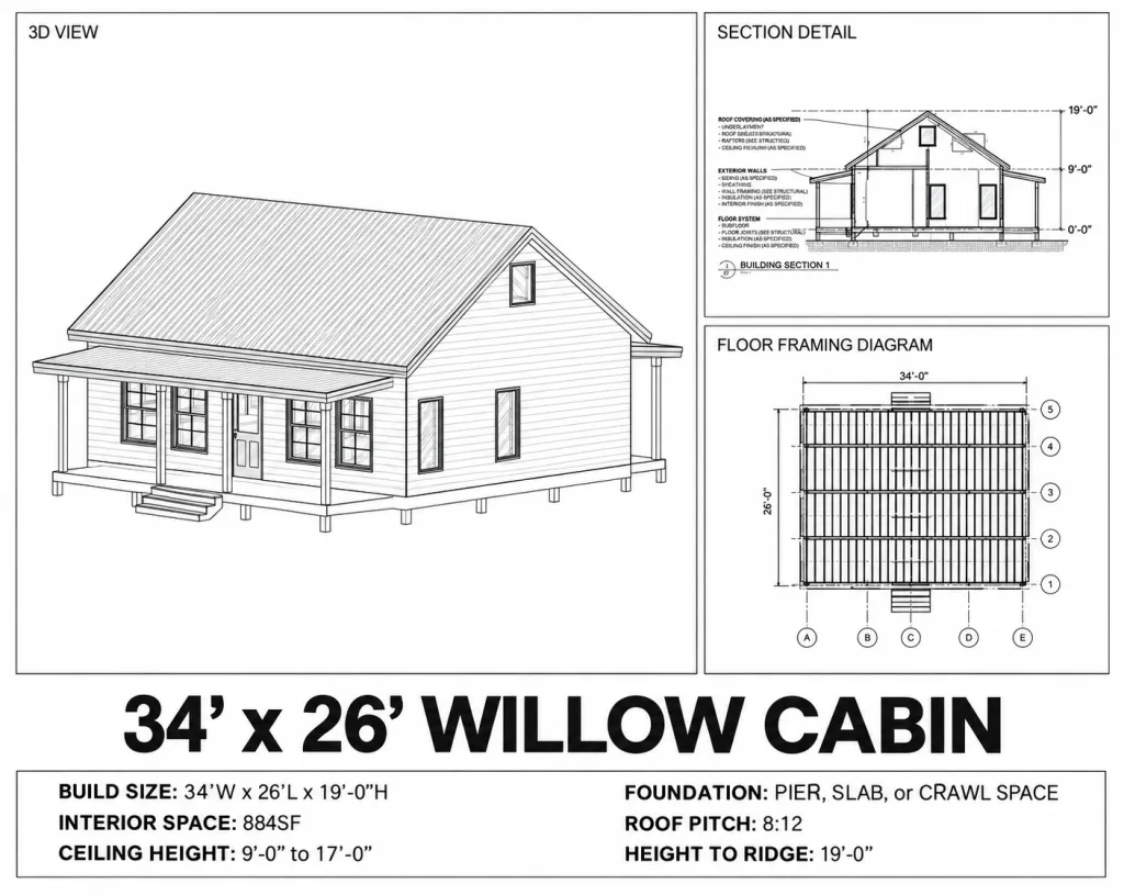 Willow Cabin, 26x34