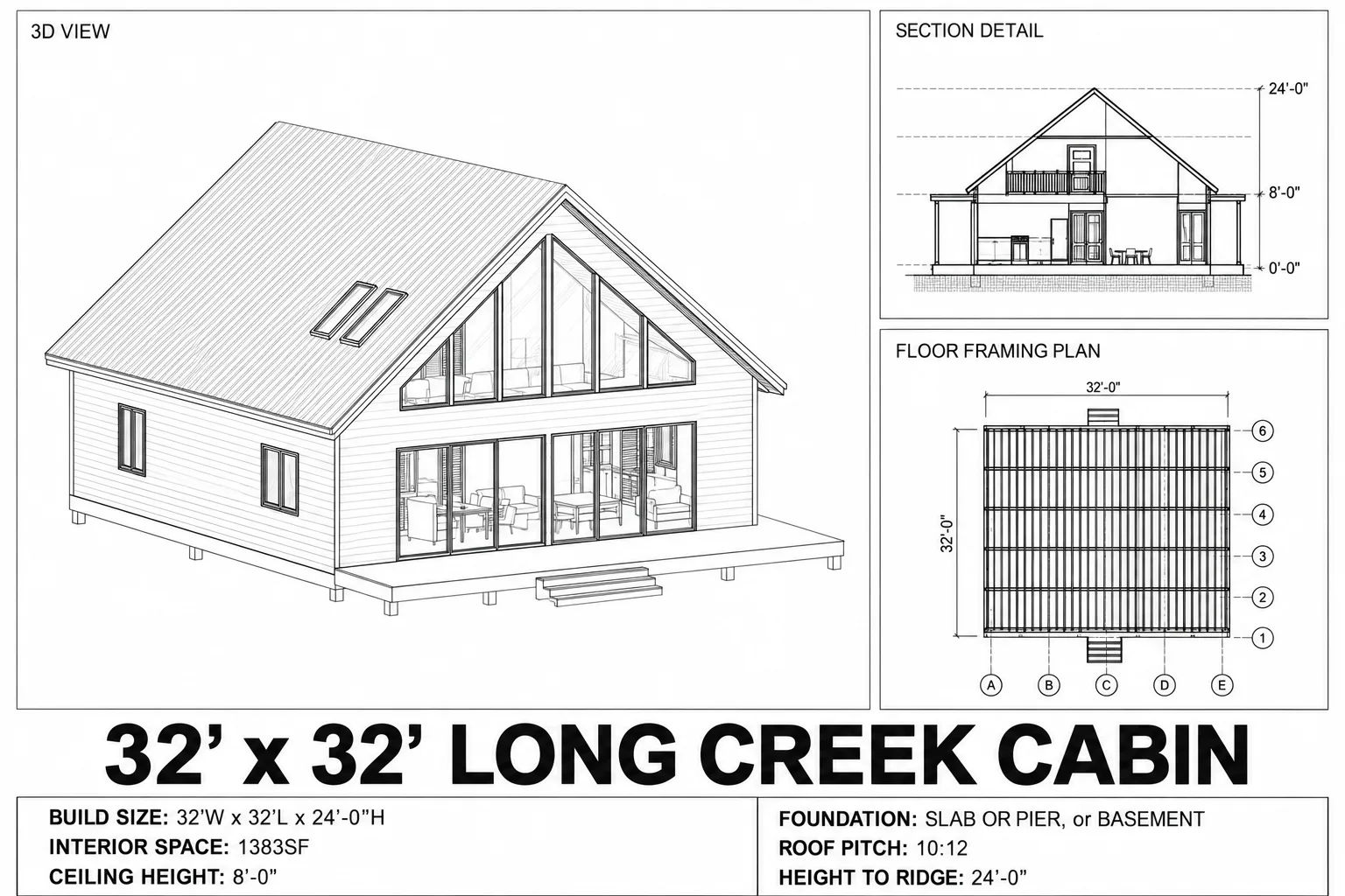 Long Creek Cabin, 32x32 floor plan