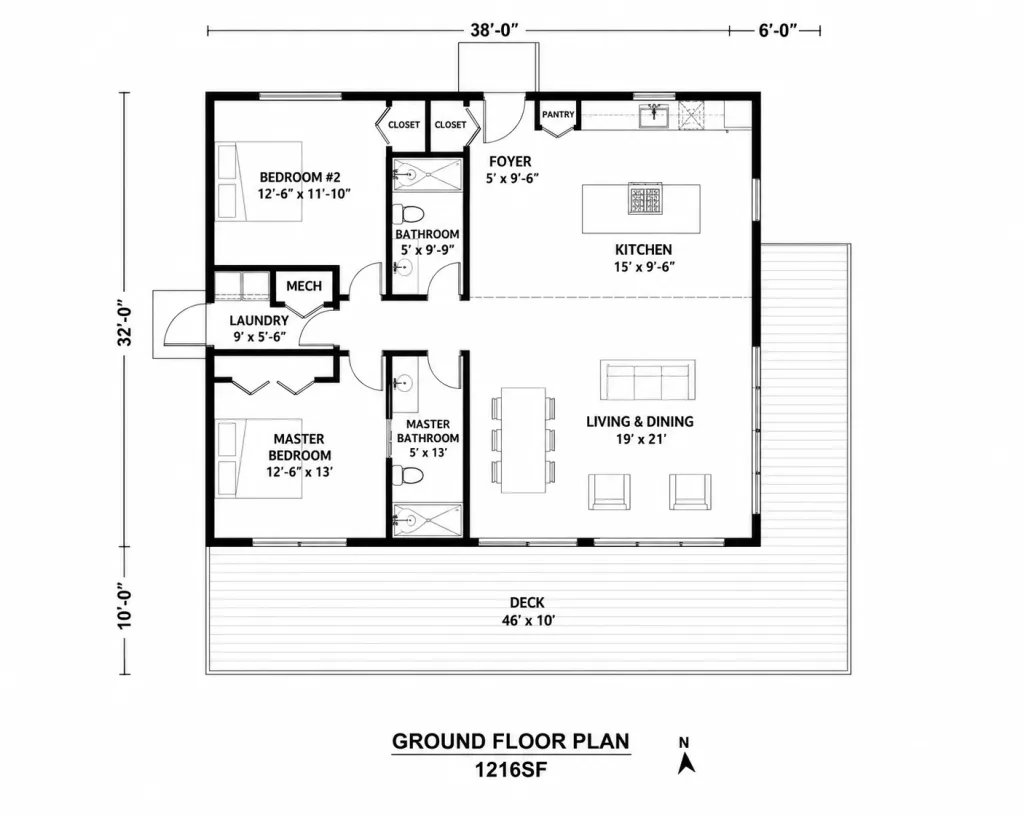 Modern Lean Cabin, 32x38