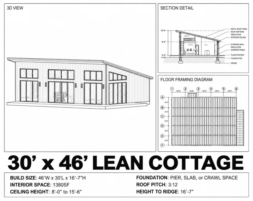 Modern Lean Cottage, 30x46