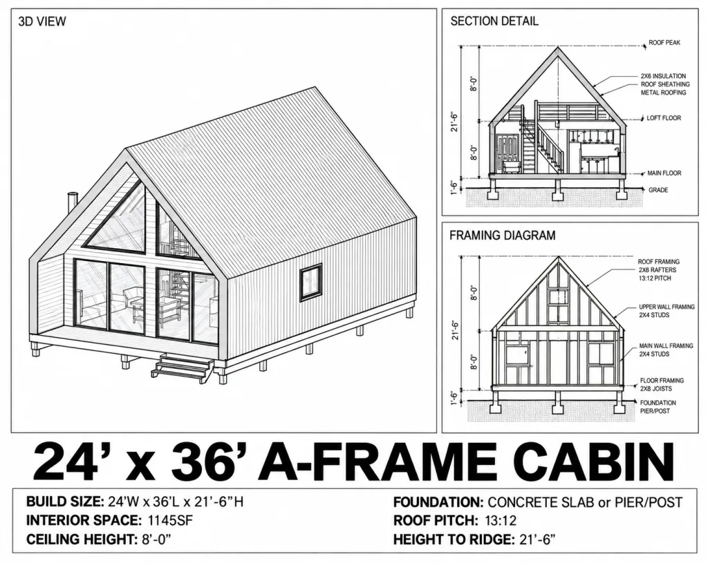 Nordic A-Frame House, 24x36