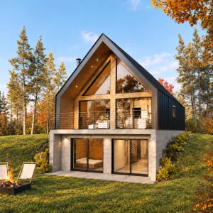 24x36 cabin plans - exterior view