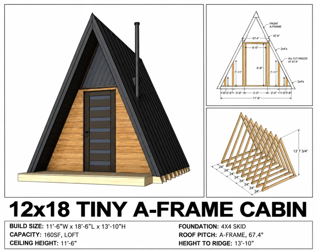 Tiny A-Frame Cabin, 12x18