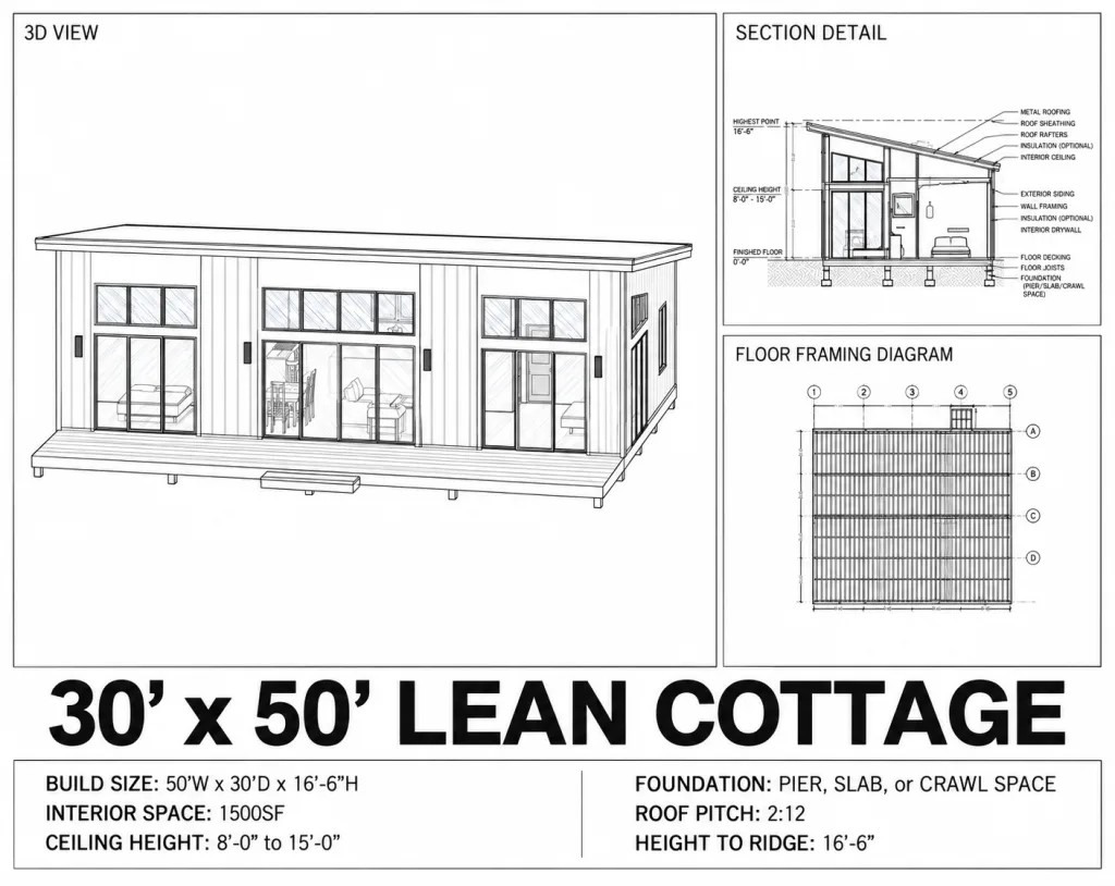 Modern Lean Cabin, 30x50