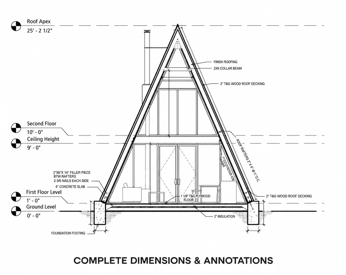 Modern A-Frame Cabin, 20x28 floor plan