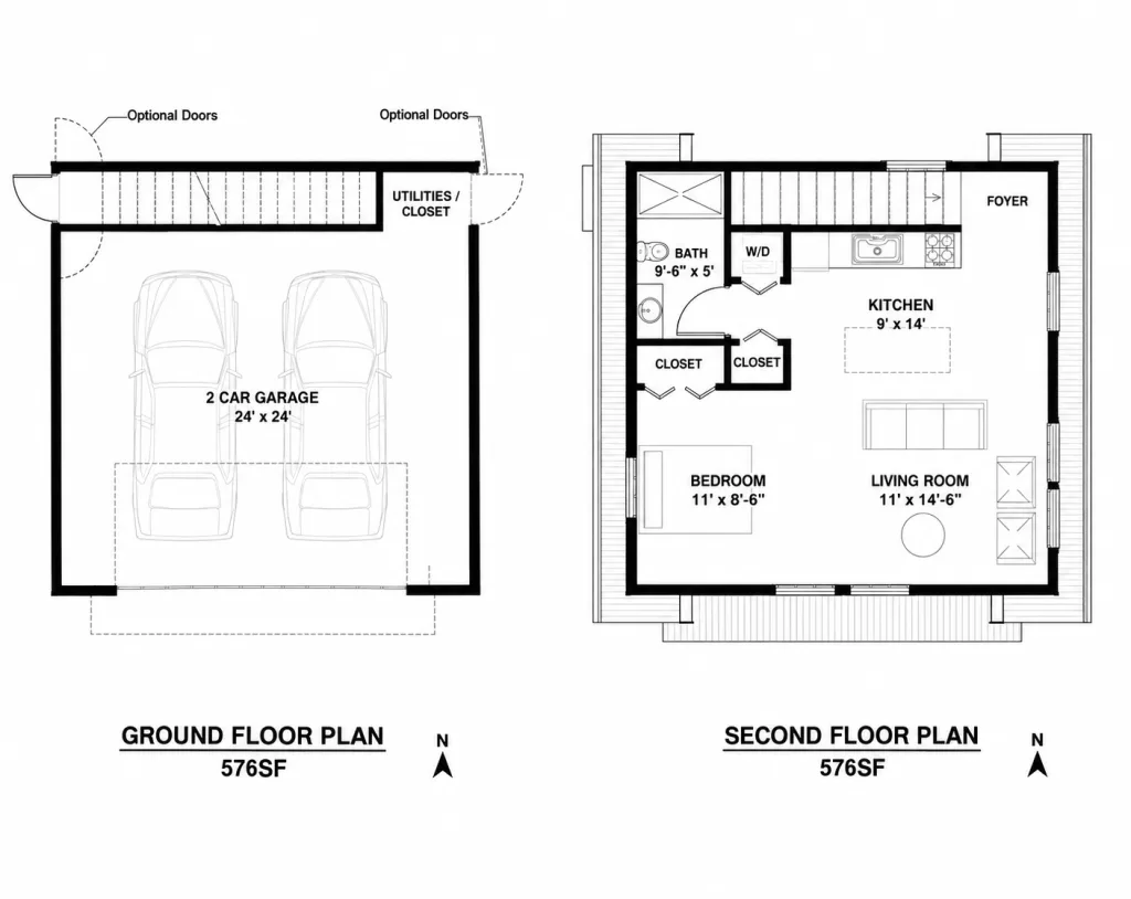 Two-Car ADU Garage Loft, 24x24
