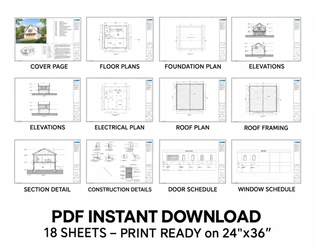 Two-Car ADU Garage Loft, 24x24