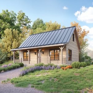 24x34 cabin plans - exterior view