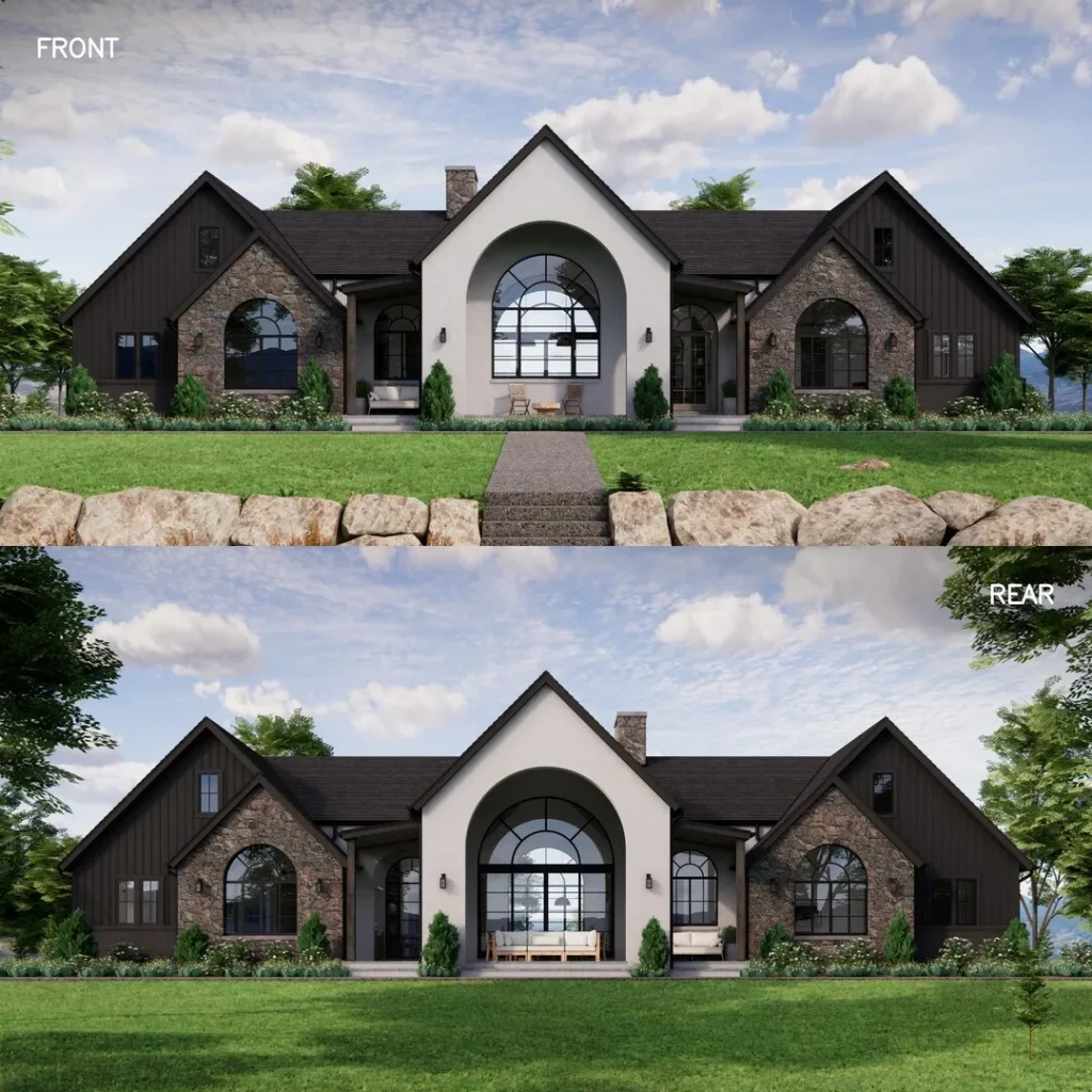 Arch House Modern European Manor, Contemporary house plan