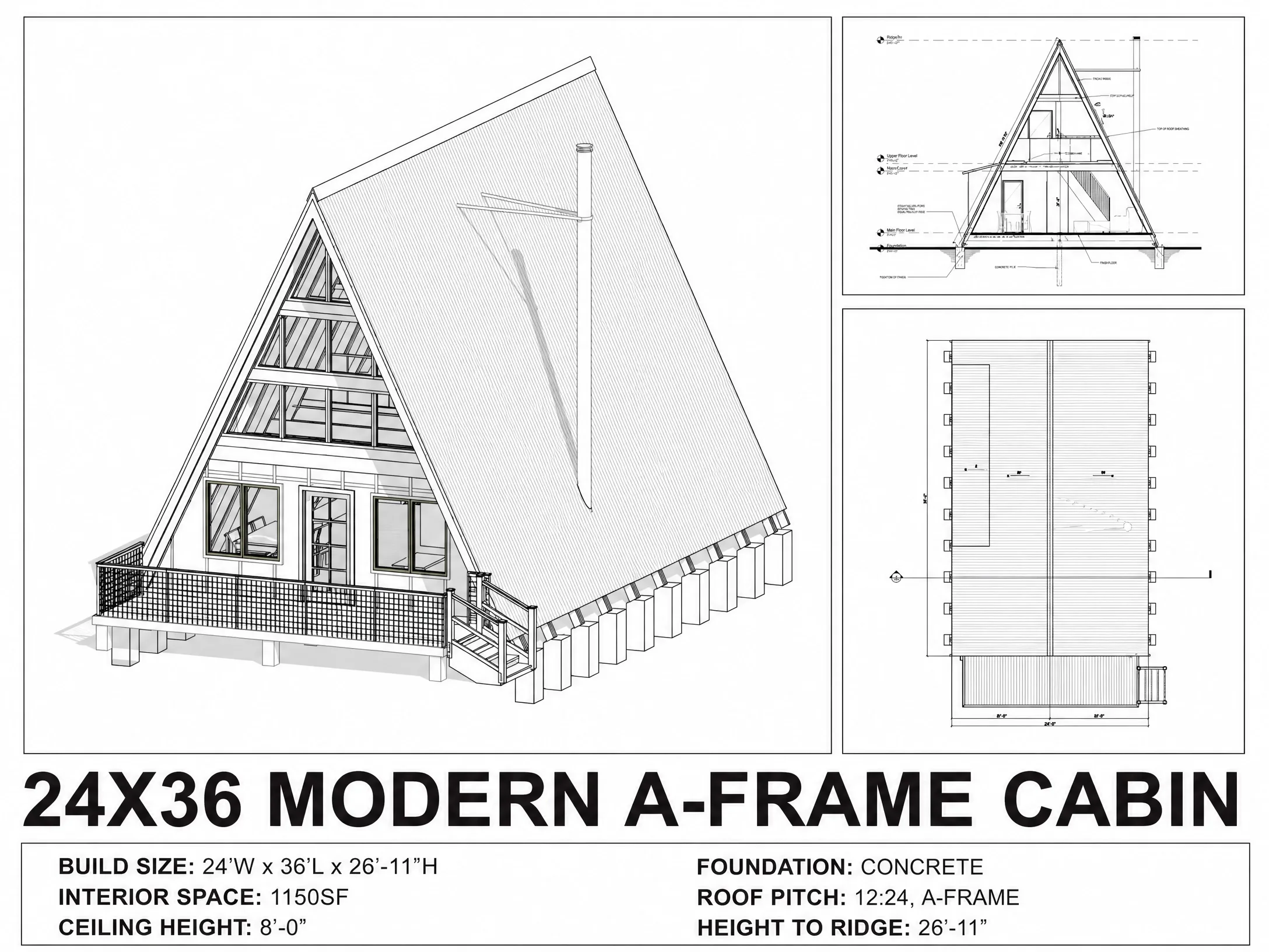 Modern A-Frame Cabin, 24x36 floor plan
