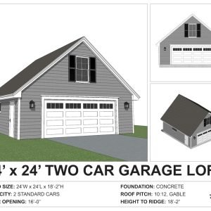 24x24 garage and adu plans - exterior view