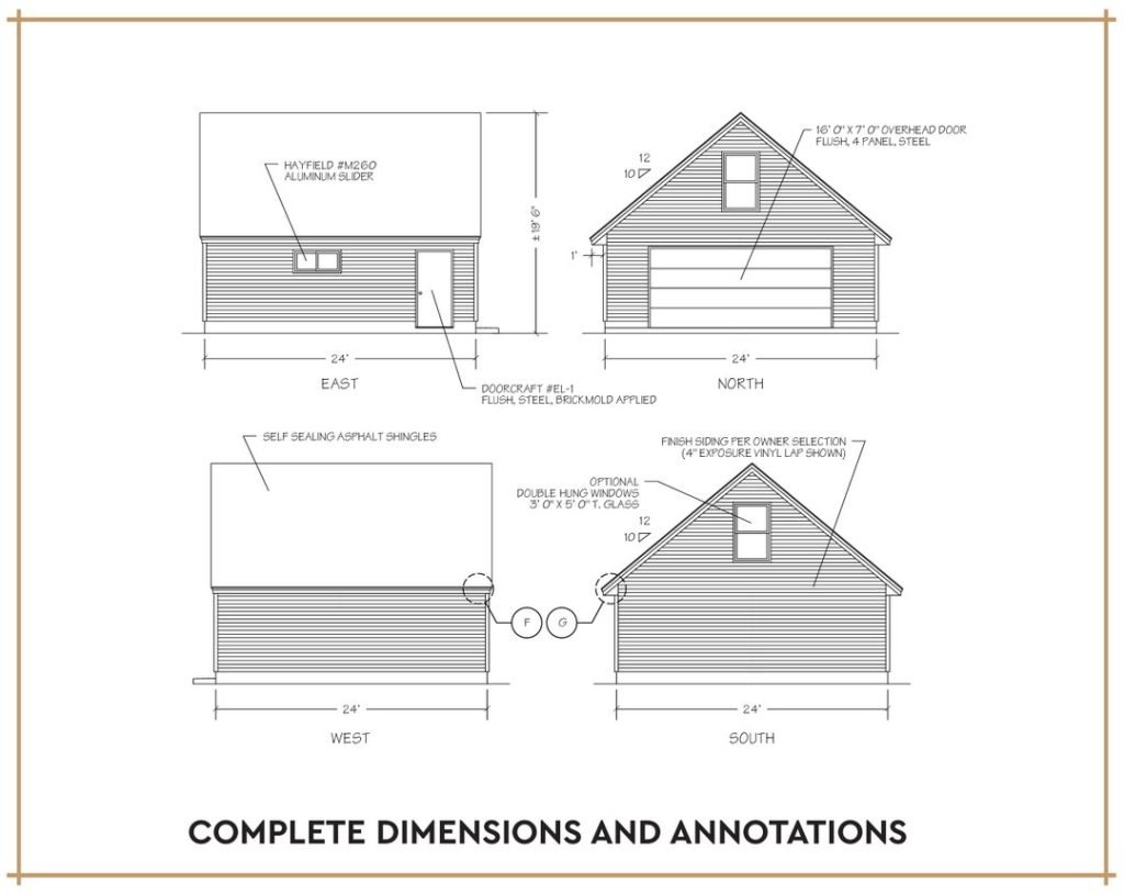 Detached Two-Car Garage with Loft, 24x24