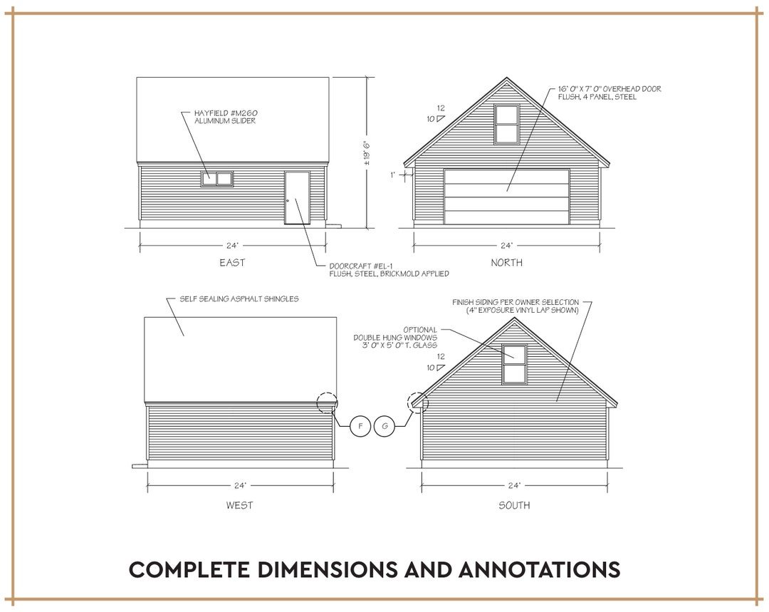 Detached Two-Car Garage with Loft, 24x24 floor plan