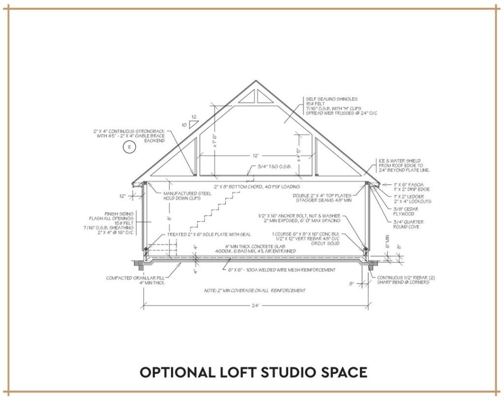 Detached Two-Car Garage with Loft, 24x24