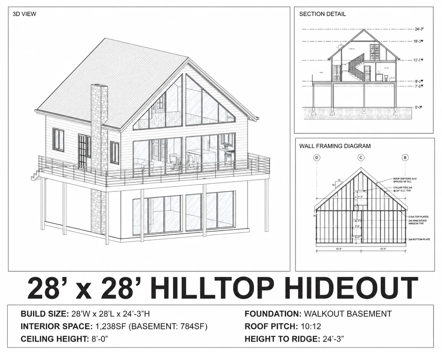 Hilltop Hideout, 28x28 floor plan