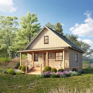 24x28 cabin plans - exterior view