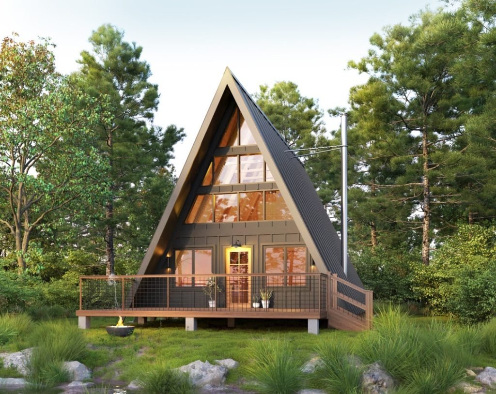 Modern A-Frame Cabin, 24x36