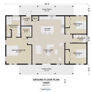 30x50 farmhouse plans - exterior view