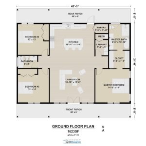 34x48 farmhouse plans - exterior view
