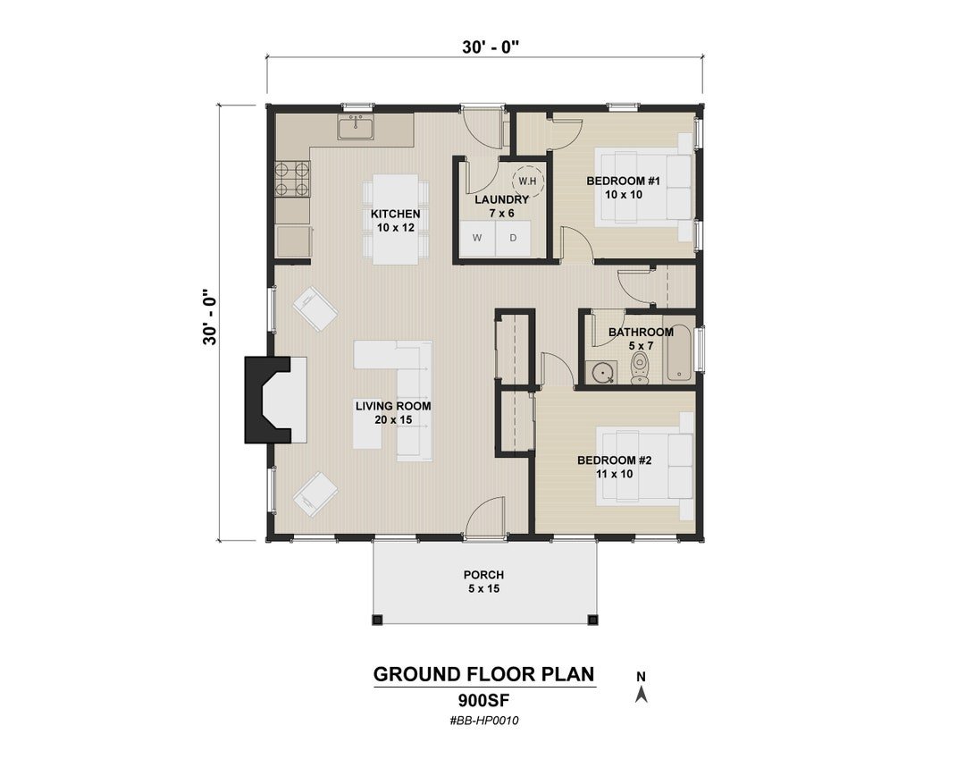Small Cottage, 30x30 floor plan