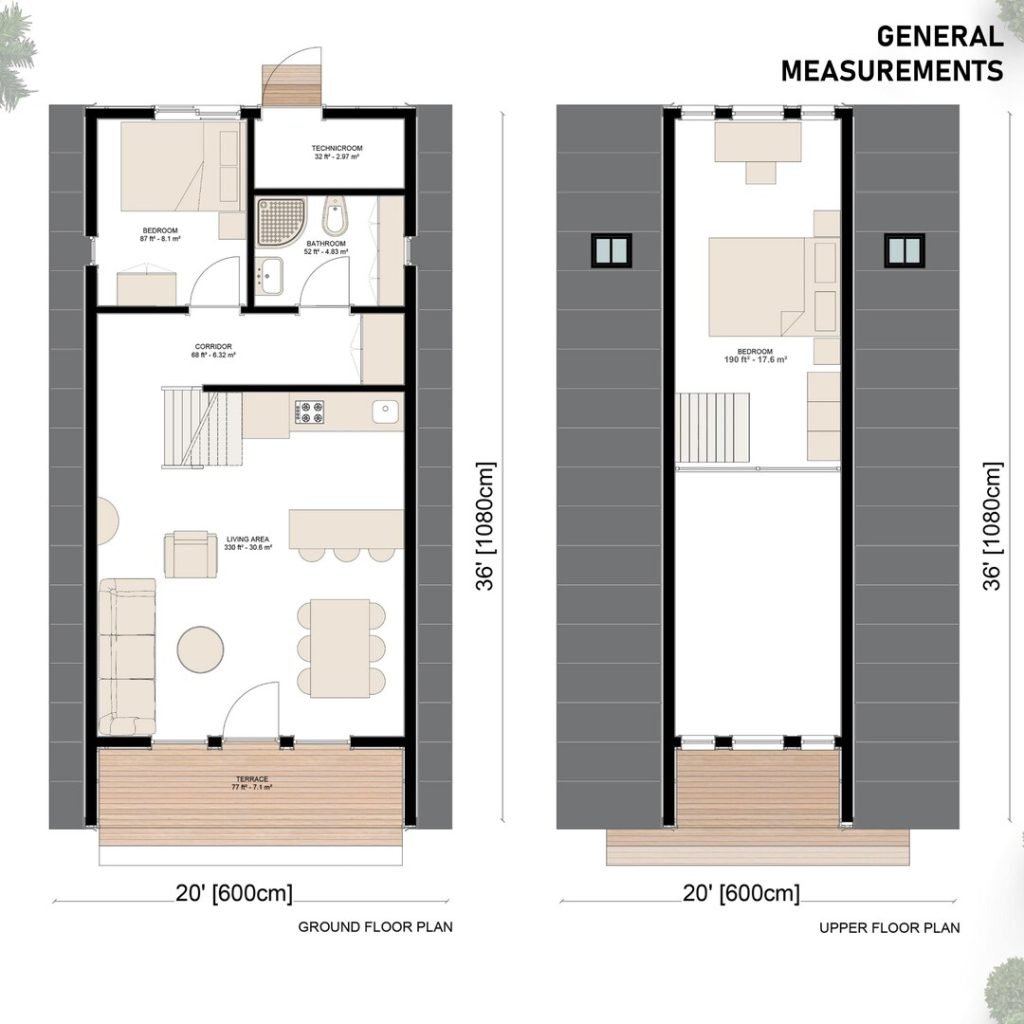 Two Bedroom A-Frame Cabin, 36x20